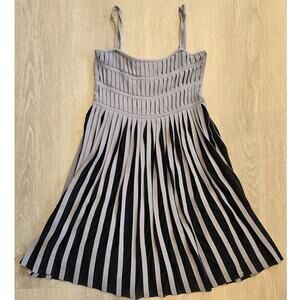 Bebe Y2K Striped Mini Dress Size M Beige Black Spaghetti Strap Club
